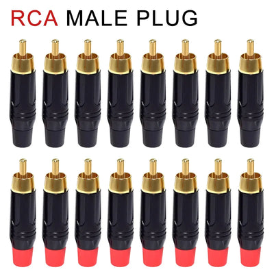 4/8/16PCS RCA Connectors Plug  Adapter Coaxial Cable Audio Jack Gold Plug Male No Solder Speaker Connector Musical Sound