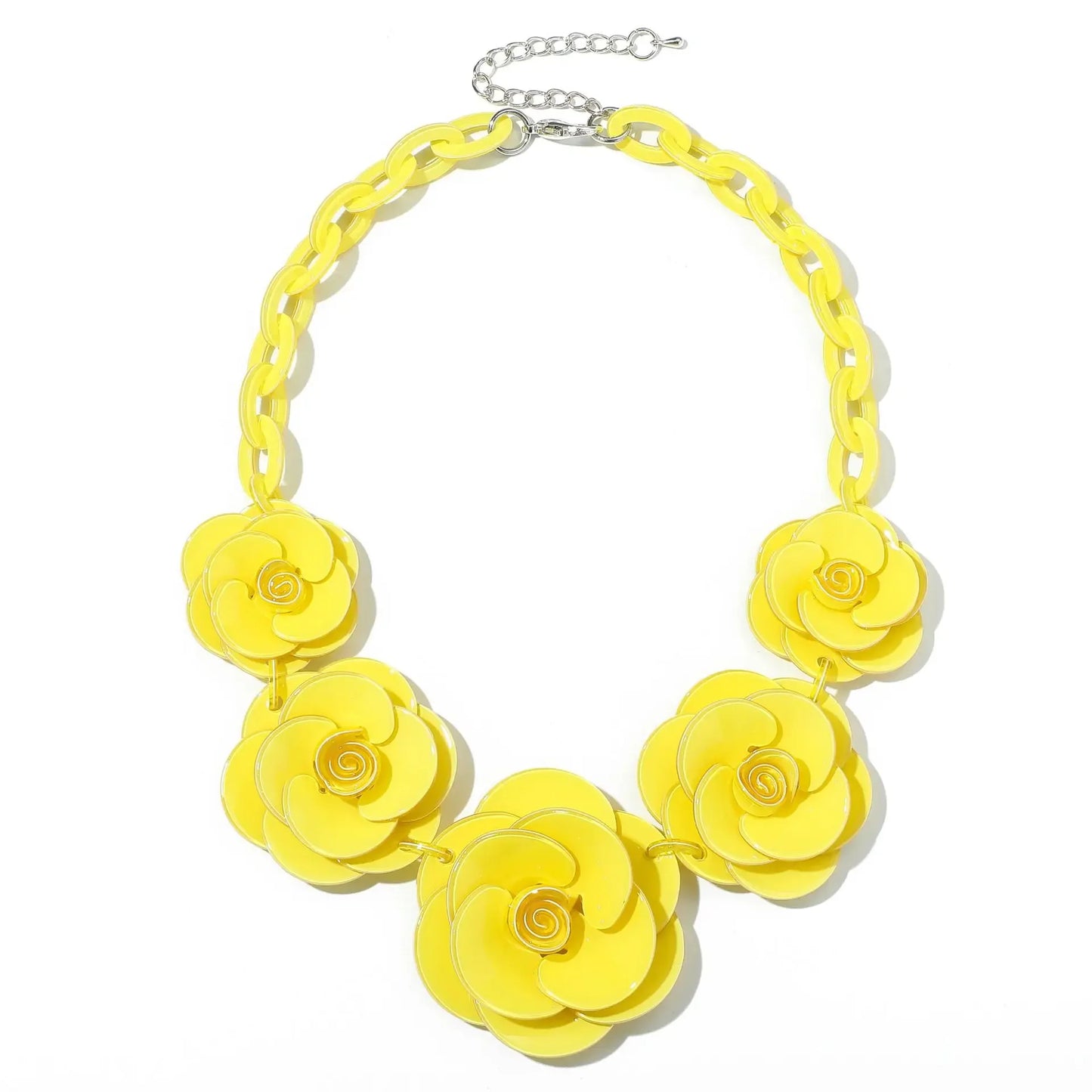 Blucome 2022 New Acrylic Flower Shape Necklace Female Exaggerated Clavicle Sweater Necklace Unique Women Girls Pendant  Jewelry