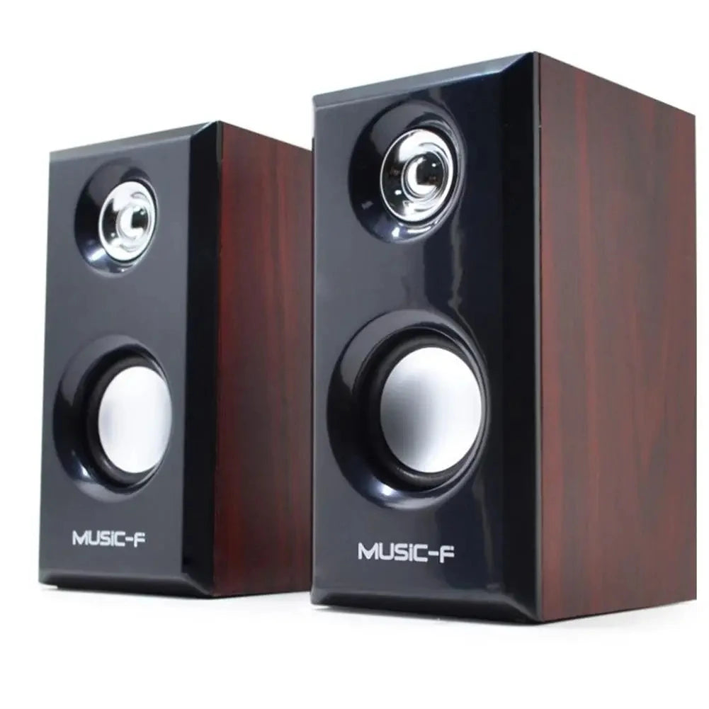 USB Wired Wood Speakers Bass Stereo Subwoofer Sound Box 3.5mm AUX Input USB Power Computer Speakers For Desktop PC Smart Phone