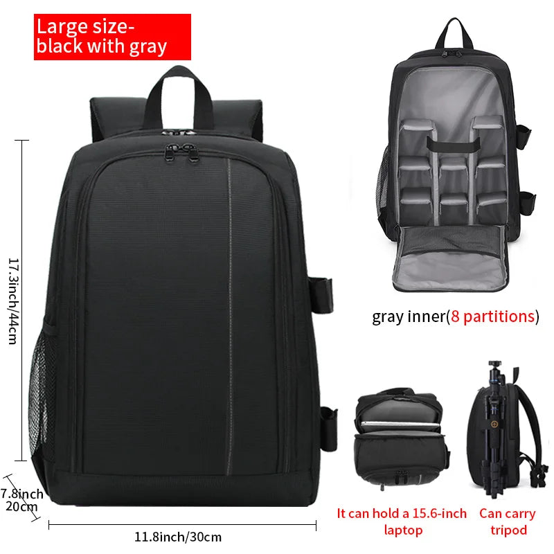 SLR digital camera backpack outdoor large capacity SLR camera bag 15.6-inch laptop backpack can accommodate SLR cameras and mult