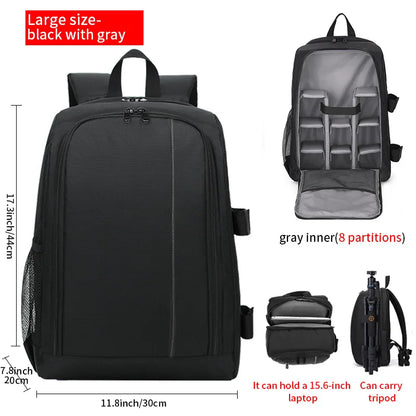 SLR digital camera backpack outdoor large capacity SLR camera bag 15.6-inch laptop backpack can accommodate SLR cameras and mult