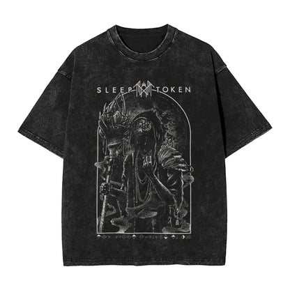 Sleep Rock Music Tokensd Even In Arcadia T Shirt Hip Washed Short Sleeve High Street T-Shirt Fashion for Men Women Streetwear