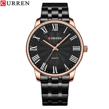 Curren 8422 Men's Minimalist Roman Numeral Quartz Watch, Water-resistant Round Business Wristwatch