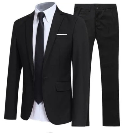 Business Casual Men's Two-Piece Suit Set Wedding Groomsmen Pure Color Formal Wear Spring Summer Autumn Winter New Arrival