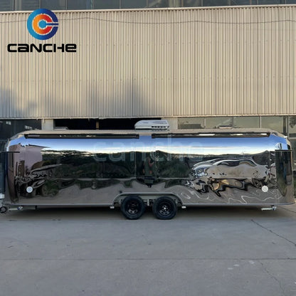Mobile Airstream Remorque Snack Pizza Fast Food Truck Stainless Steel Catering Concession Coffee Food Trailer For Sale