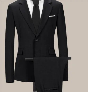 Business Casual Men's Two-Piece Suit Set Wedding Groomsmen Pure Color Formal Wear Spring Summer Autumn Winter New Arrival
