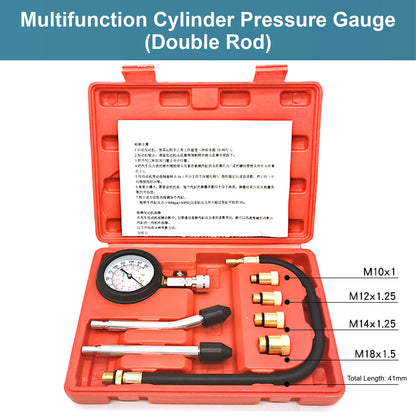 Cylinder Compression Tester Kit 0-300 PSI Dual Scale Quick Coupler Brass Fittings Gauge Engine Diagnostic Tool Car Motorcycle