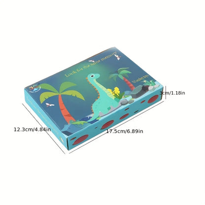 Children's Wooden Memory Matching Game with Educational Dinosaur, Animal, and Ocean-Themed Toys to Find the Same Ones