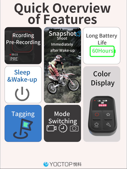 YOCTOP is suitable for DJI sports camera Bluetooth remote control compatible with Action6/5 Pro/4 Osmo360 controller accessories