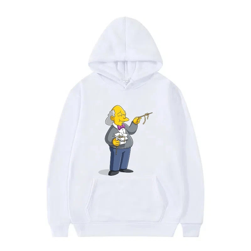 Disney The Simpsons Funny Pattern Casual Hooded Tops Men Woman Loose Comfortable Winter Black Sports Pullovers Fashion Clothing
