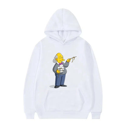 Disney The Simpsons Funny Pattern Casual Hooded Tops Men Woman Loose Comfortable Winter Black Sports Pullovers Fashion Clothing