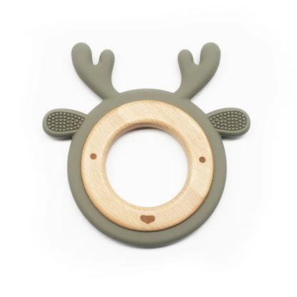 New Design Customized Cartoon Animals Baby Teether Toy 1PC Food Grade Wooden Ring Chewing Products Kids Molar Essentials