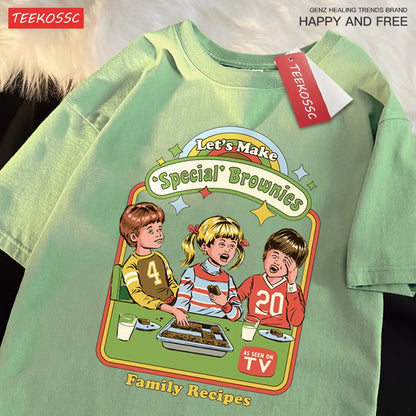 Let’S Make Brownies Family Recipes T Shirt Men Women Cotton Clothes Loose Casual Tshirt Loose Breathable Street Tees Couple