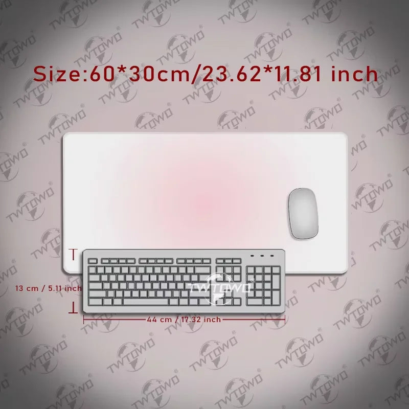 Mouse Pad White Pink Gamer printon demand New Mousepad XXL Mechanical Keyboard Pad Natural Rubber Office Non-Slip Soft Table Mat