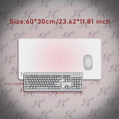 Mouse Pad White Pink Gamer printon demand New Mousepad XXL Mechanical Keyboard Pad Natural Rubber Office Non-Slip Soft Table Mat
