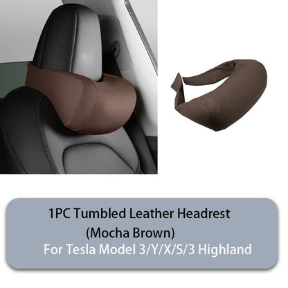 GDBCHZDM Seat Headrest Travel Rest Neck Pillow For Tesla Model 3/Y/X/S suede  Neck Pillow Memory Foam Pillows Car Accessories