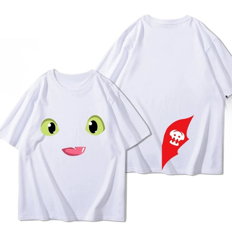 Miniso How To Train Your Dragon Toothless Boy Eddie Pikachu Around Short Sleeved Men and Women Summer Cotton T-shirt Trend