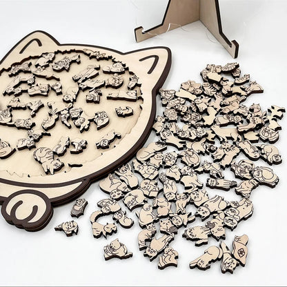 135pcs Cat Shaped Wooden Puzzle montessori Children toys Unique Cat Shape Jigsaw Puzzle Children's Birthday Gift & Home Decor