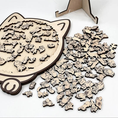 135pcs Cat Shaped Wooden Puzzle montessori Children toys Unique Cat Shape Jigsaw Puzzle Children's Birthday Gift & Home Decor