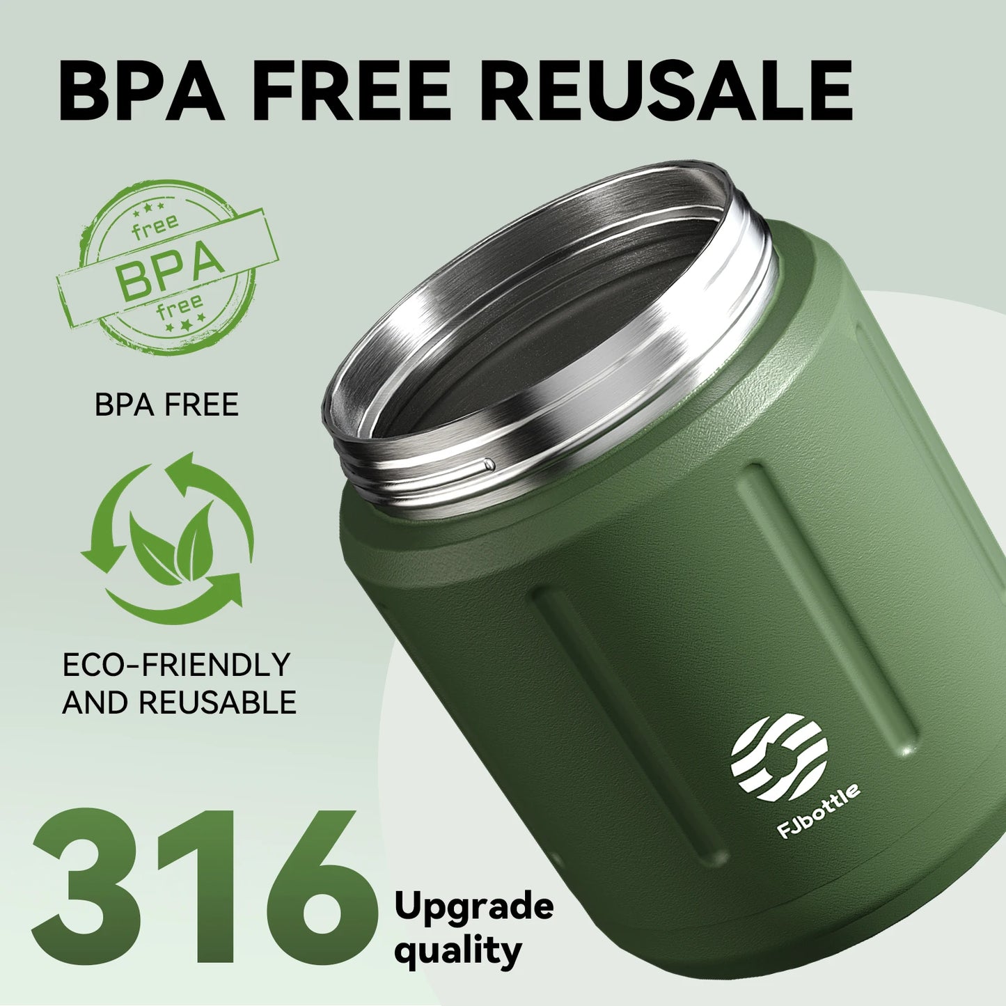 Fjbottle 500ml Food Thermos,  316 Stainless Steel Vacuum Insulated Food Jar With Spoon Kids Lunch Box