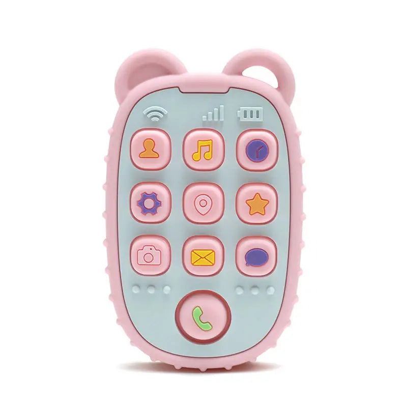 Baby Soft Silicone Phone Remote Control Teether Toy BPA Free Bear Shaped Nursing Teething Toys for Toddler Sensory Development