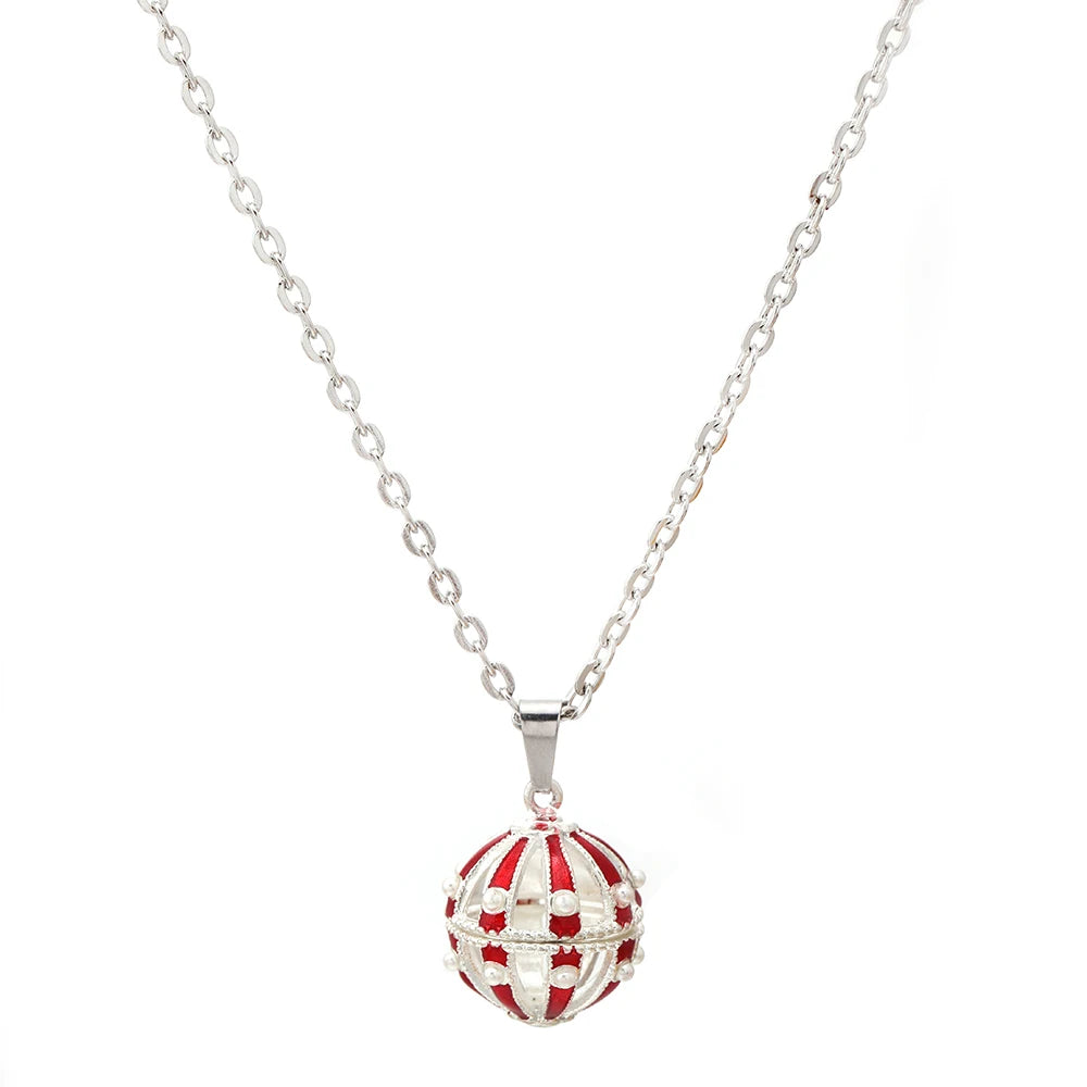 Gradient Cloisonne Aromatherapy Hollow Cage Necklace Essential Oil Diffuser Locket Pendant Music Ball Simple Women Jewelry Gift