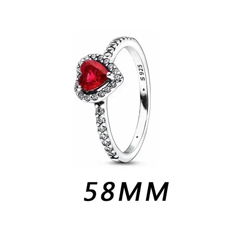 New 925 sterling silver heart-shaped earrings, rings, necklaces, pink red rainbow luxury set, sparkling charm jewelry,  gifts