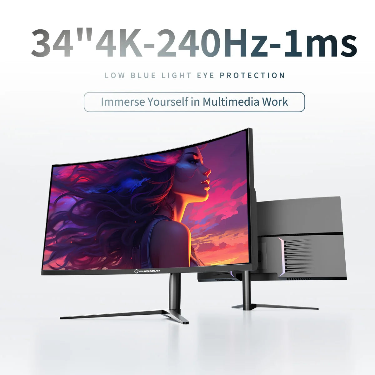 CHONSUN CS385s 34" UWQHD 240Hz Curved Gaming Monitor | HVA Panel, 3000:1 High Contrast, Dual HDMI 2.1, HDR400