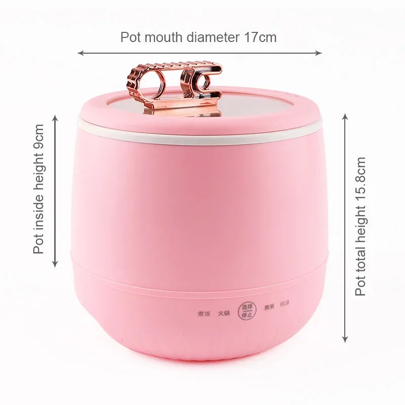DMWD Multifunctional Electric Rice Cooker Hotpot Skillet Soup Porridge Stew Shabu Non-stick Ceramic Pot Food Meal Steamer Heater