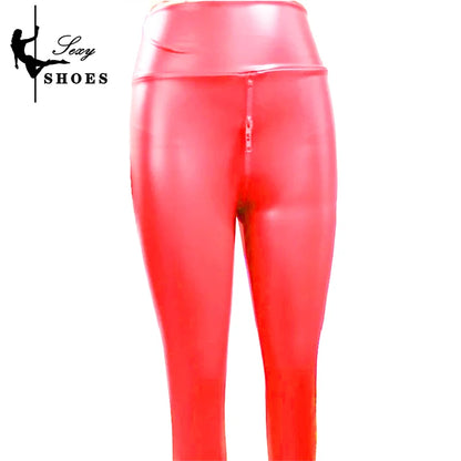 Open Crotch Pants for Women Sexy Black Matte Leather Double Zipper Bodycon Trousers Ladies Exotic Slim Nightclub Leggings Custom