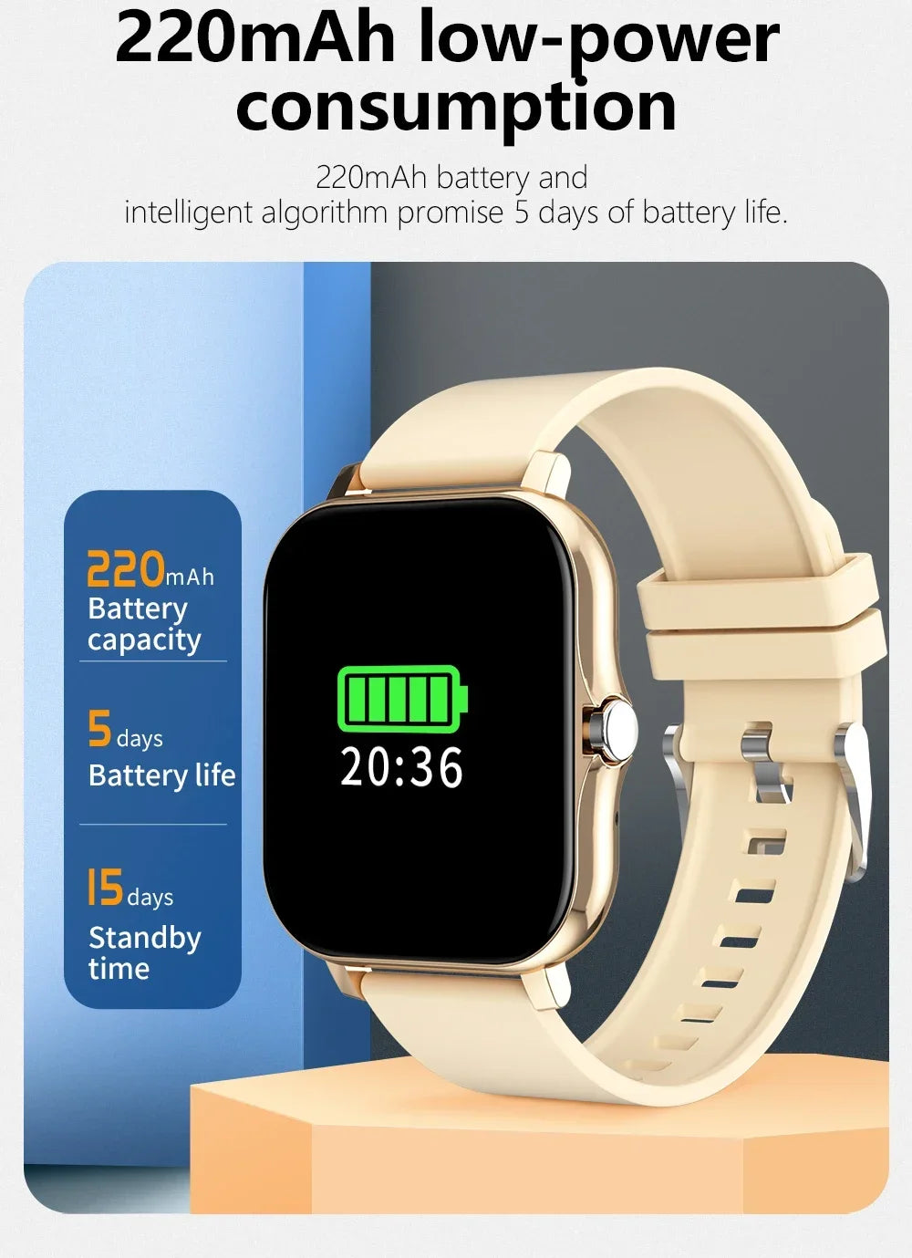 Smart Watch Android Phone 1.47'' Inch Color Screen Bluetooth Call Blood Oxygen/Pressure Monitoring Smart Watch Women Men