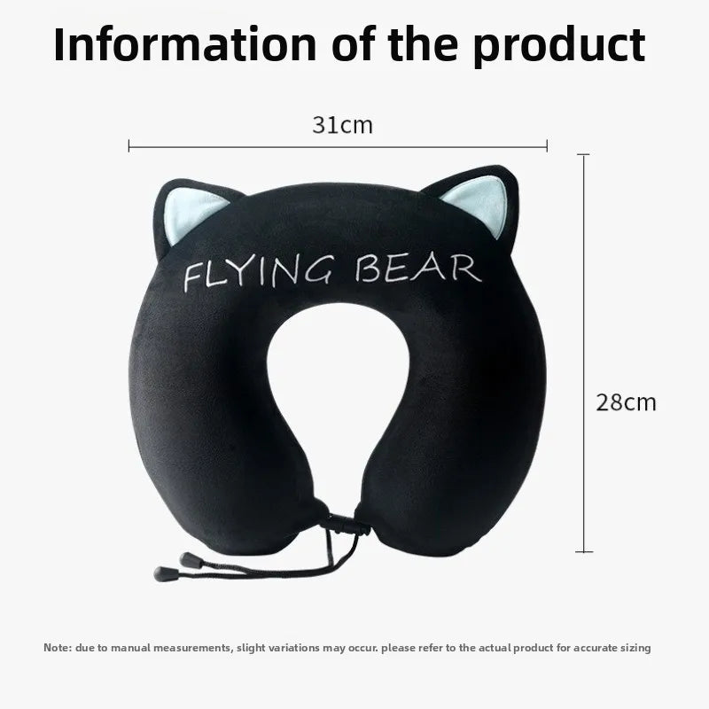 Memory Cotton U Shaped Neck Pillow Cartoon Slow Rebound Portable Travel Airplane Office Nap Use