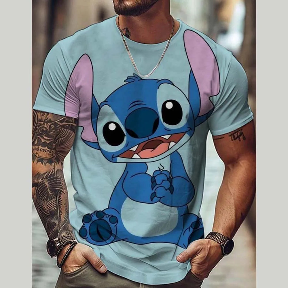 Disney Lilo Stitch 3D Printed T-shirts for Men and Women O-neck Short Sleeve Casual T-shirts Boys Girls Street Fashion Summer