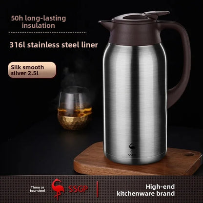 German Three Four Steel 316 Stainless Steel Insulated Tea Pot Home Use Steaming Tea Pot Insulated Water Pot Hot Water Bottle