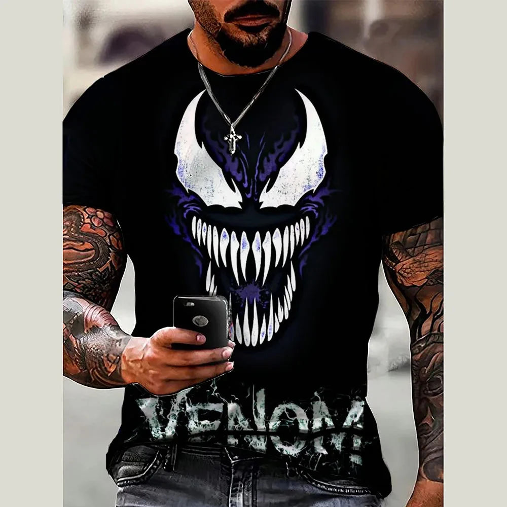 Summer 3D printed men's Marvel Venom men's T-shirt clothing casual T-shirt trendy fashion cool men's streetwear top