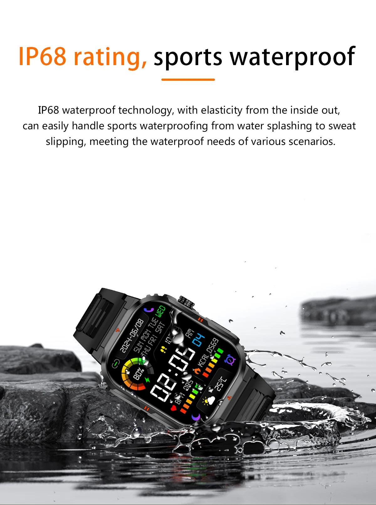 New Smart Watch For Men Women 2.01inch Large Screen Bluetooth Call LED Flashlight Sports Fitness Bracelet Waterproof Smartwatch