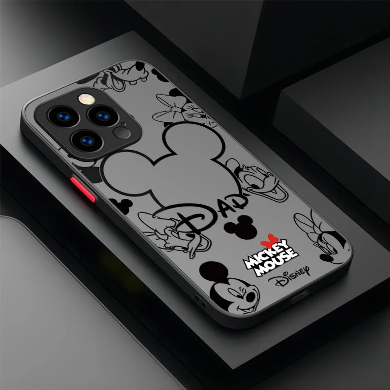 Disney Mickey and Minnie Logo Hard Phone Case For iPhone 17 Air 15 16E 16 14 13 12 11 Pro Max XR 7 8 Plus SE 2020 Bumper Cover