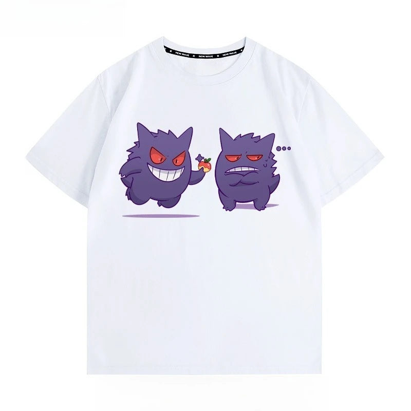 Pokémon Peripheral Clothes Gengar Cartoon Couple Wear Short-sleeved Top Men and Women Summer Animation Peripheral Joint T-shirt