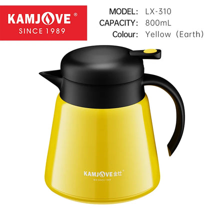 KAMJOVE Insulated Kettle Household Warm Keeping Pot White Tea Teapot 316 Stainless Steel Teapot Hot Water Bottle Soft Pot 800ml