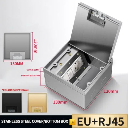1PCS Flat Floor Hidden Socket, EU Electrical Outlet, Embedded Stainless Steel Marble Floor Socket Box for Home and Office Use