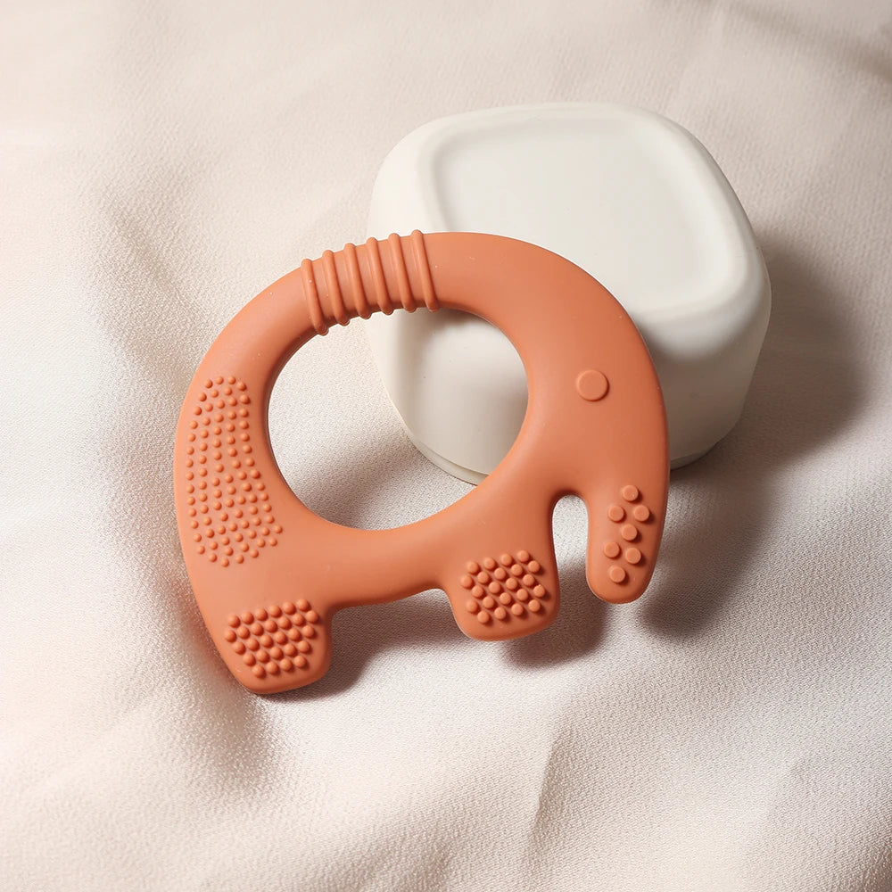2024 new elephant shape silicone teether Food Grade cut chubby elephant baby Teething toy