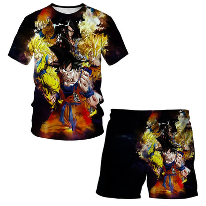 Fashion Dragon Ball Z Tshirt Set Kids Vegeta Boys Clothes Girls Mens Women T-shirt Suit Trucksuit Clothes 3d Goku Short Sleeve