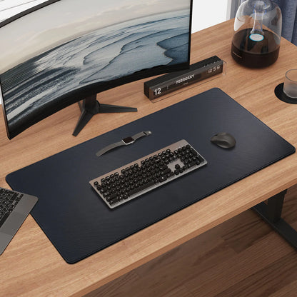 Carbon Fiber Texture Leather Desk Pad Mouse Pad Gaming Design Waterproof Large Desk Mat for Office /Home