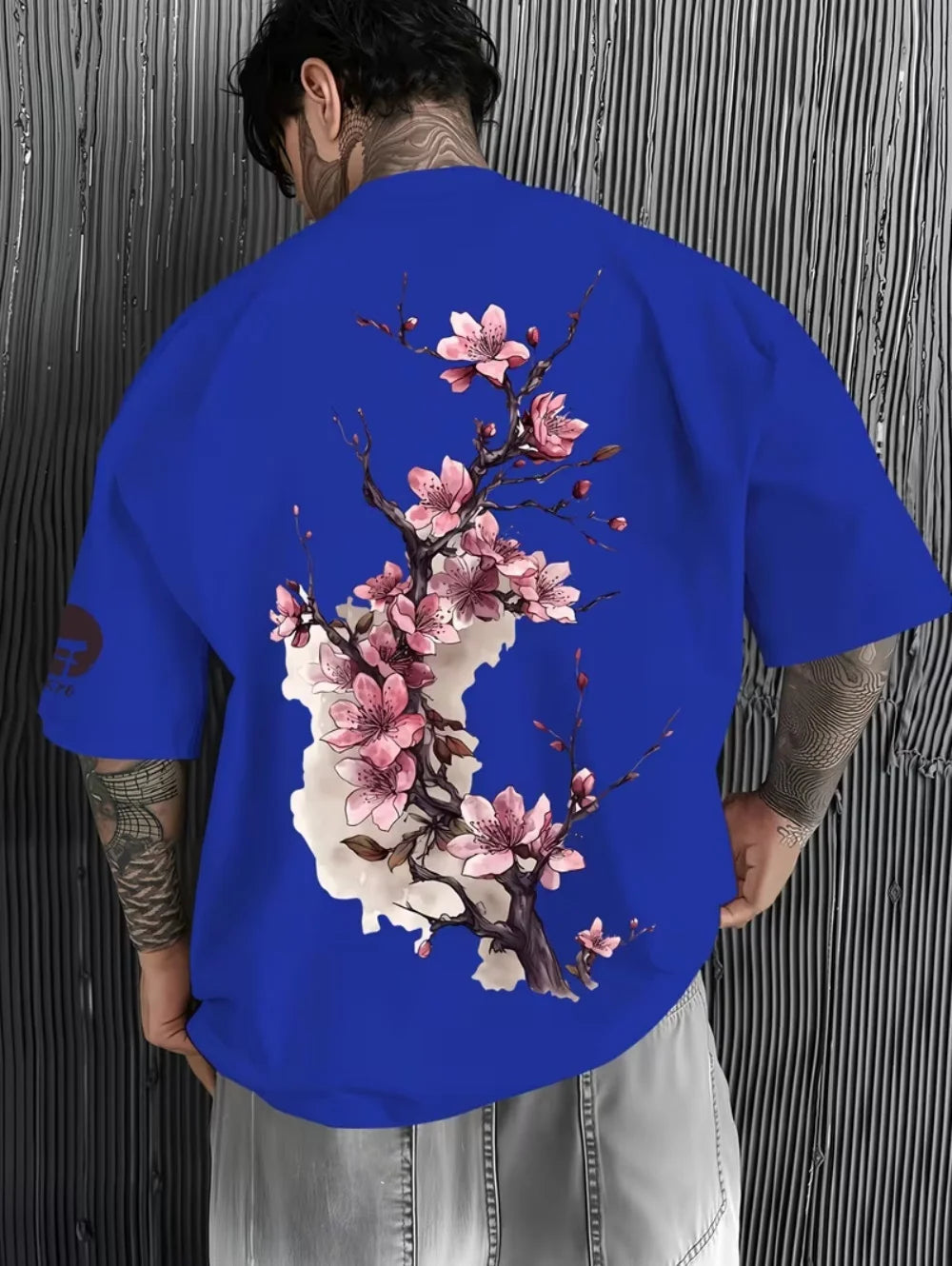 Men's T-Shirts Fuji Mountain Cherry Blossom Print Summer Autumn Harajuku Daily Sports Comfortable Casual Loose Short-Sleeve Top