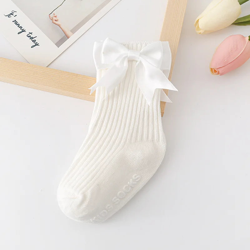 Toddler Socks Baby Accessories Girl Cute Bow Non-slip Floor Socks Children Kids Mid-tube Cotton Socks Infant Newborn Boy Clothes