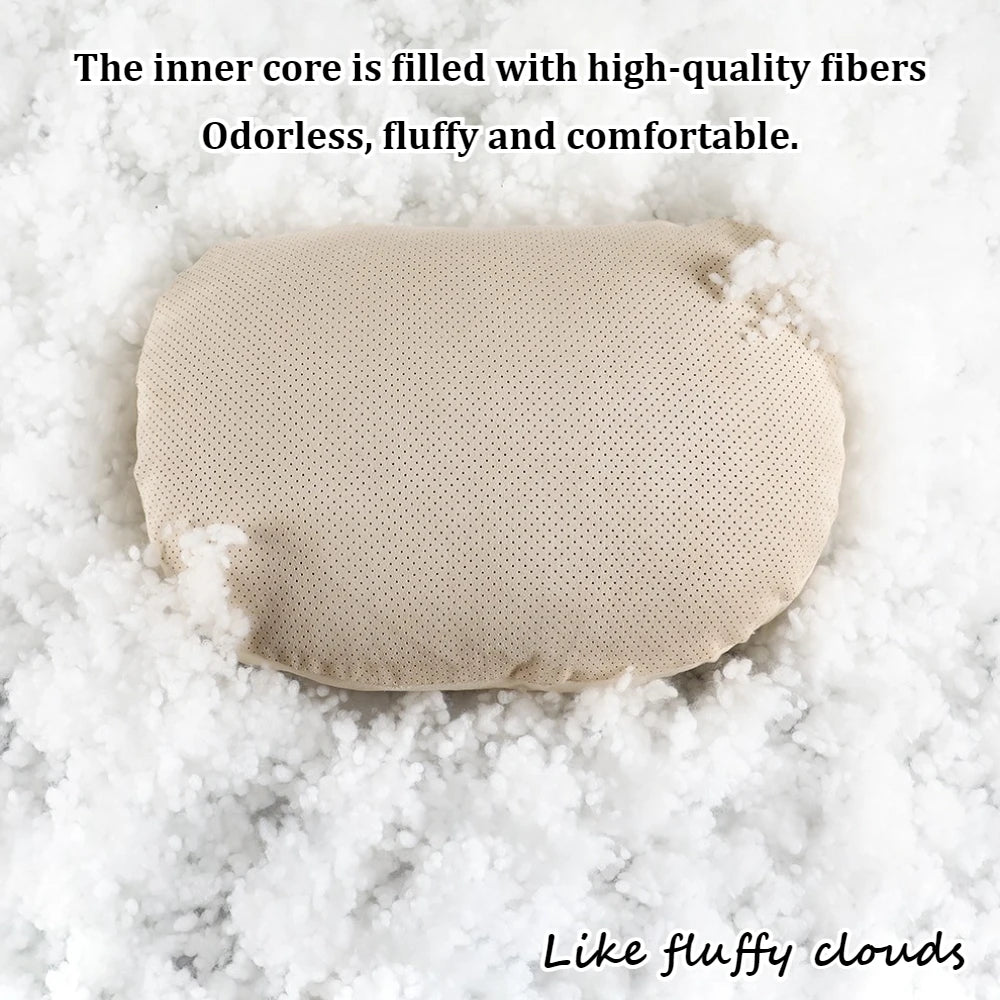 Breathable Suede Car Seat Headrest and Lumbar Pillow Adjustable Height Premium Fabric for Comfort and Stress Relief