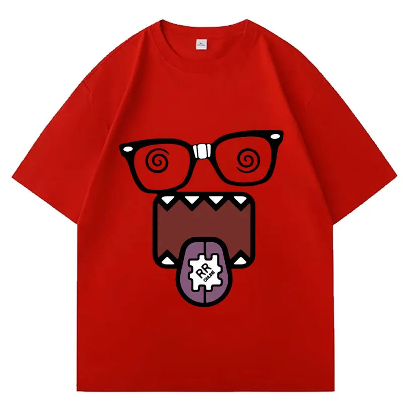 Domo Kun Funny Meme T Shirts Men's Women Clothes Classic Cotton Casual Tee Shirts Short Sleeve Oversized T-shirt Tops Streetwear