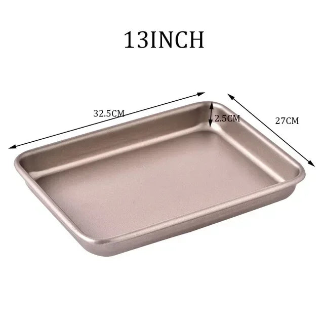 Oven Specific Carbon Steel Baking Tray Rectangular Non Stick Baking Dish Household Flat Bottomed Tray Cake Roll Steamed CakeTray