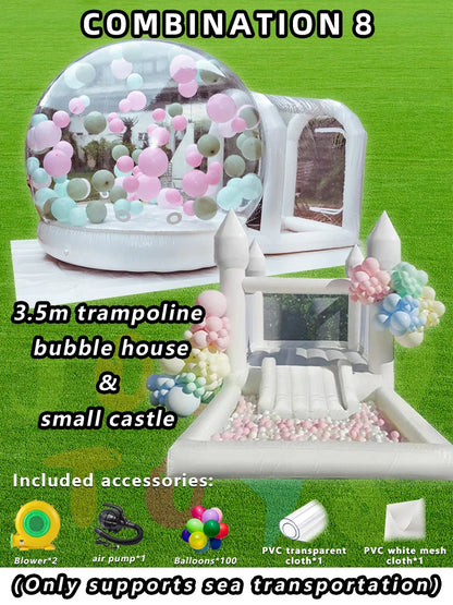 JOLLY TOYS Balloon Inflatable Bubble House with Trampoline and Transparent Dome PVC Material with Blower for Children Birthday