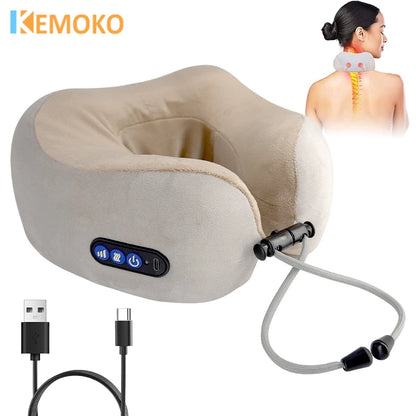 Electric Neck Shiatsu Massager U Shaped Pillow infrared Heat Vibration 3D Kneading Massage Shoulder Cervical Pain Relief Fatigue